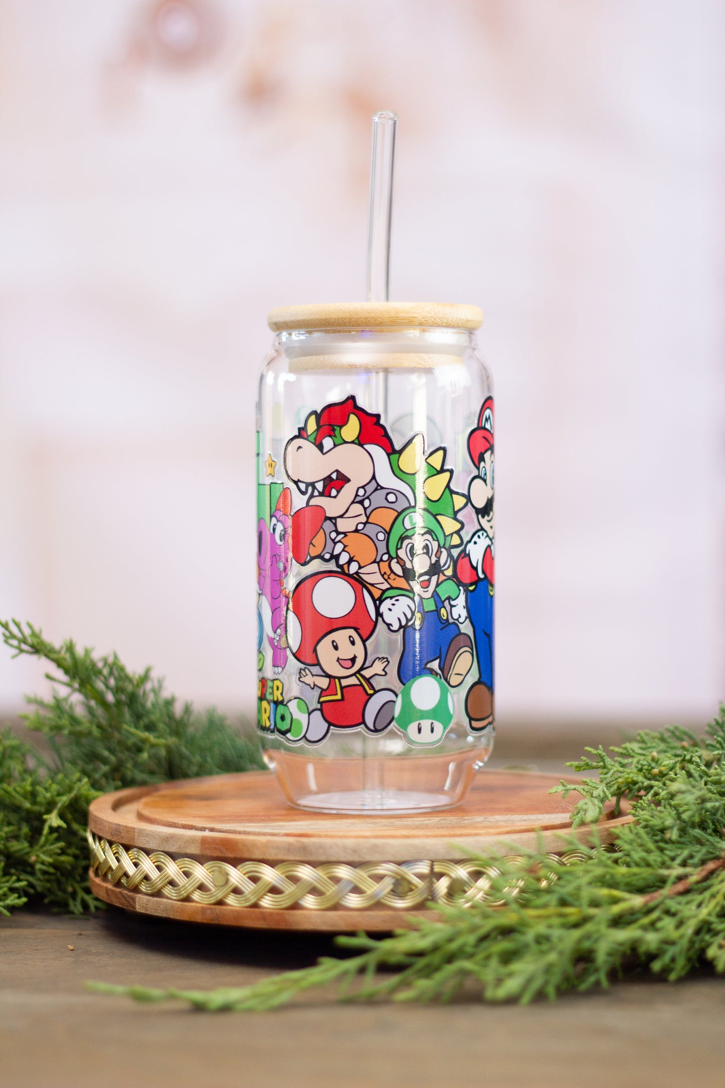 Mario and Friends - Glass Cup 16oz