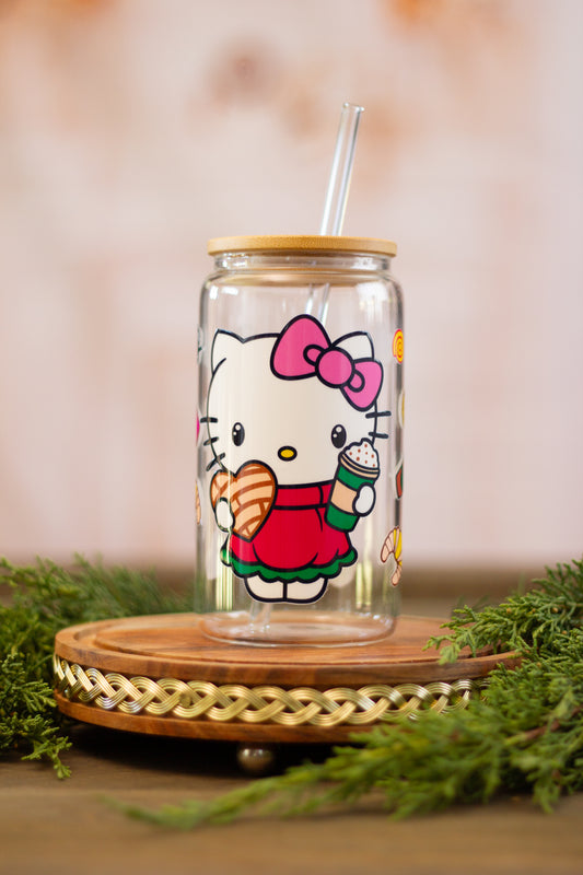 Kitty Pan Dulce - Glass Cup 16oz