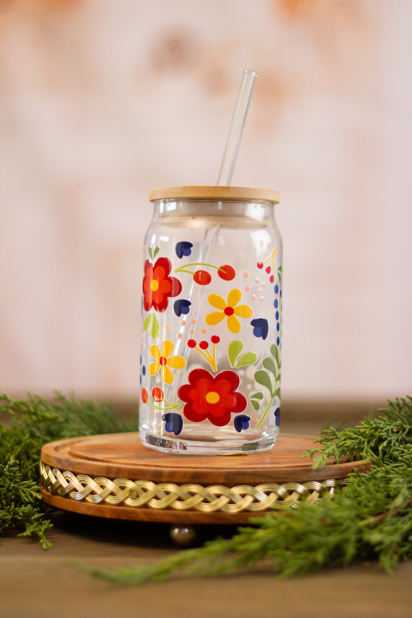 Flower Touch - Glass Cup 16oz