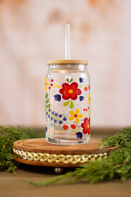 Flower Touch - Glass Cup 16oz