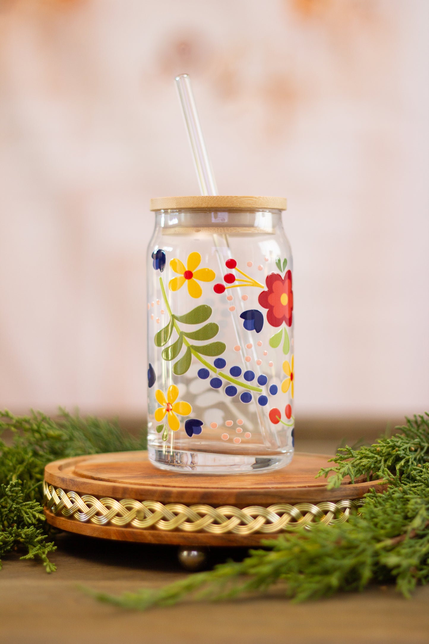 Flower Touch - Glass Cup 16oz