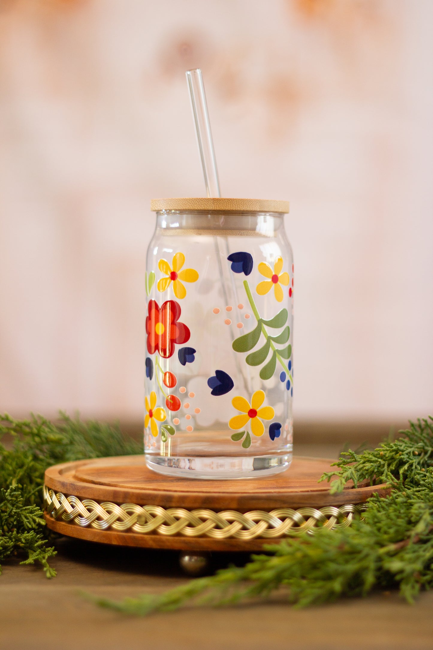 Flower Touch - Glass Cup 16oz