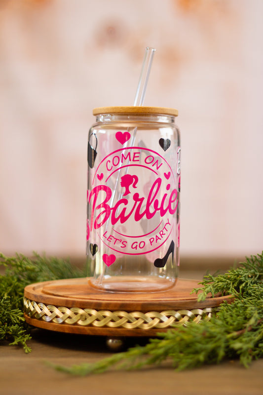 Barbie Party - Glass Cup 16oz