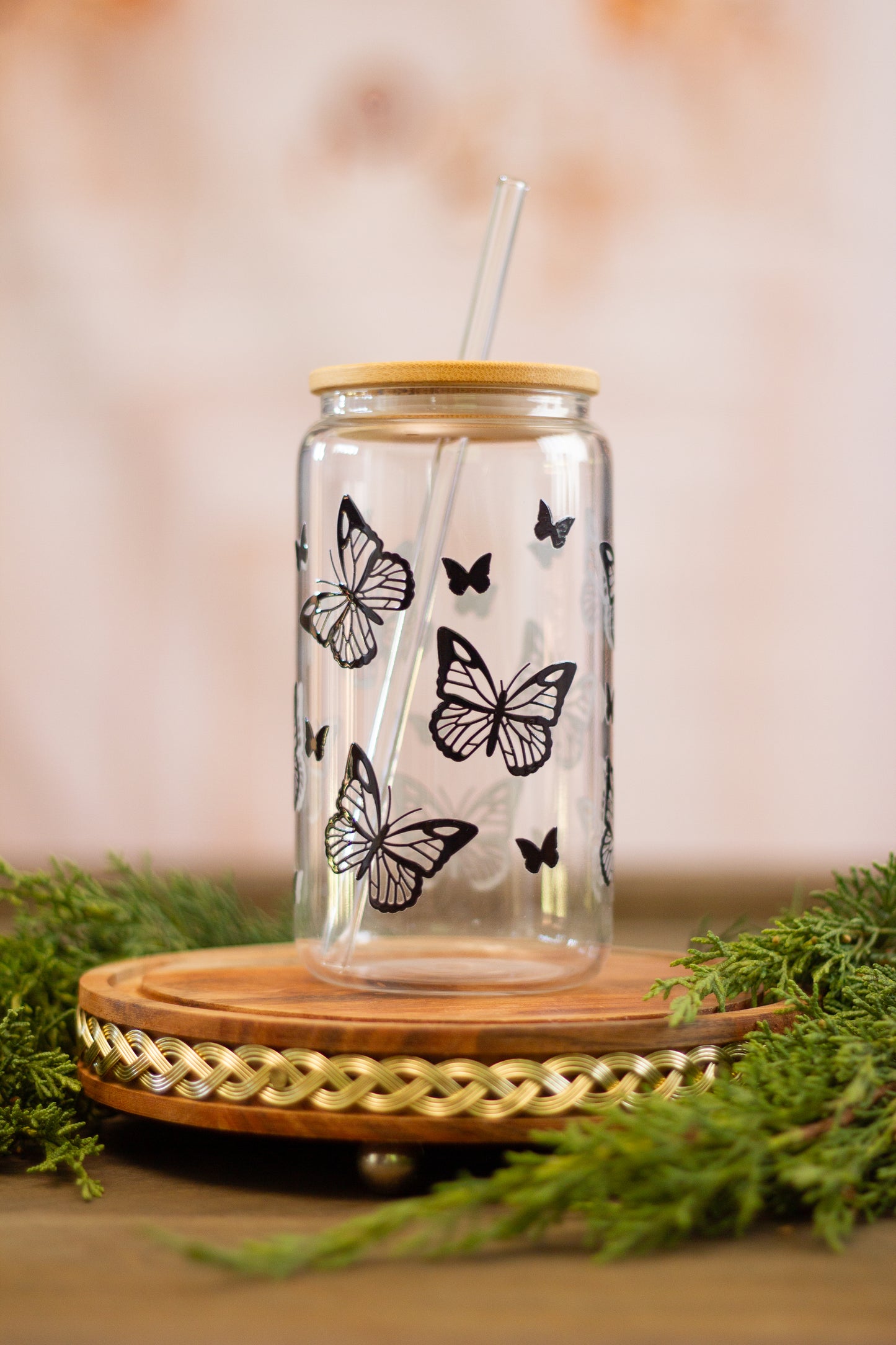 Butterflies - Glass Cup 16oz