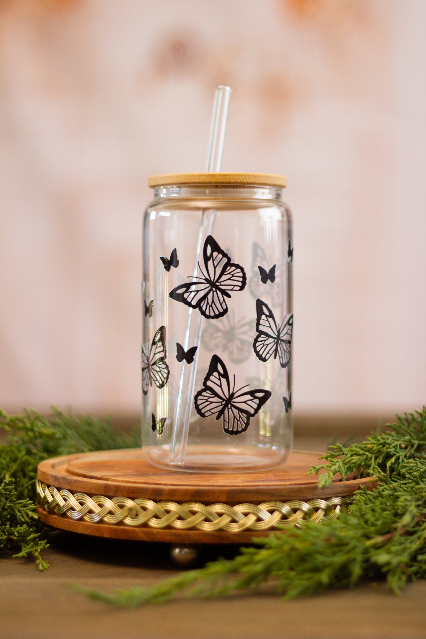 Butterflies - Glass Cup 16oz