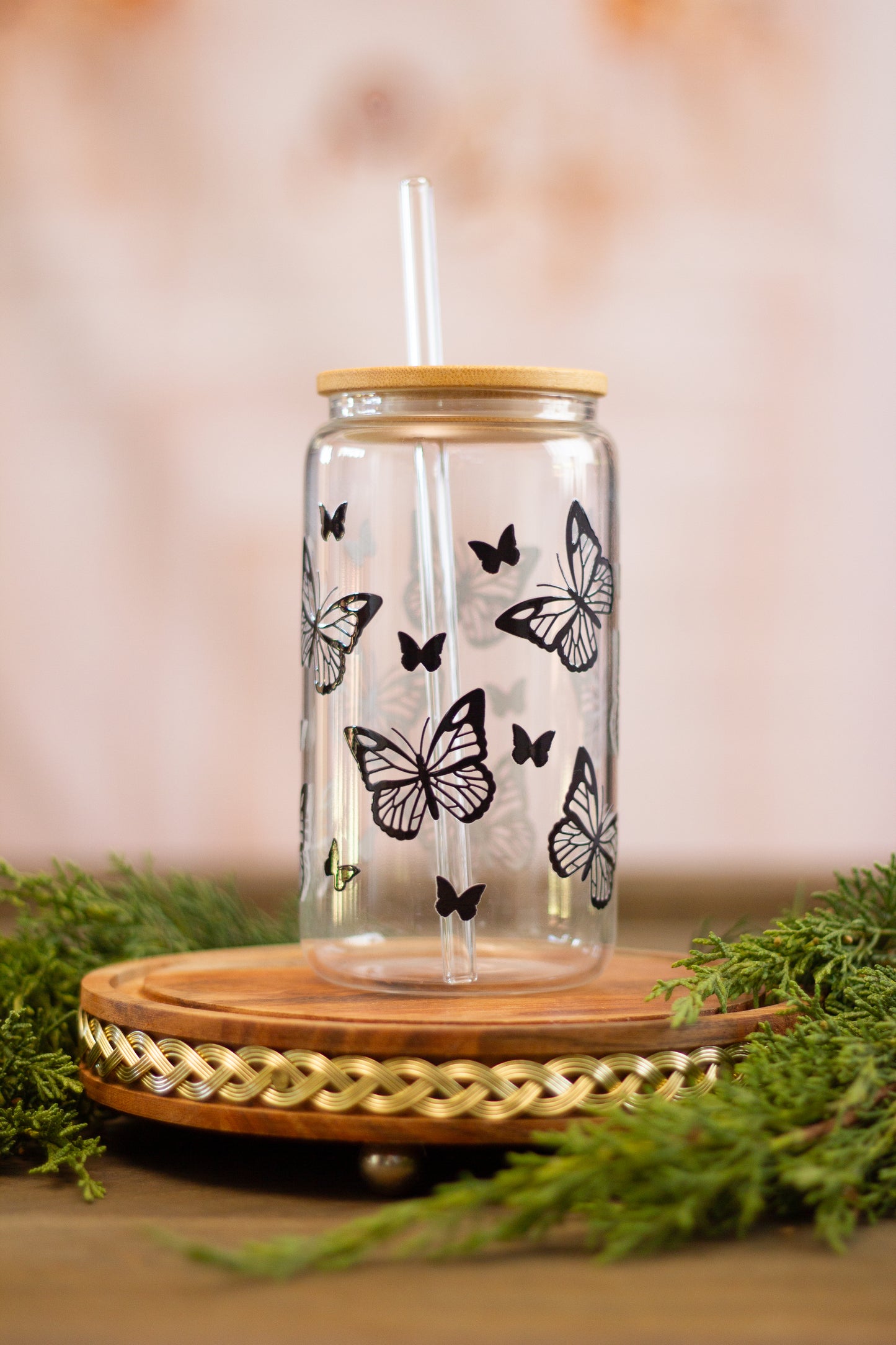 Butterflies - Glass Cup 16oz