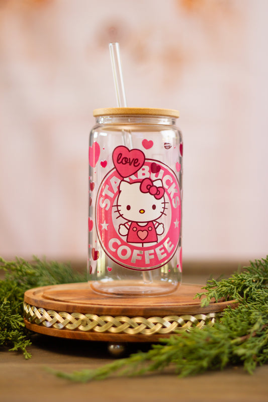 Kitty Love - Glass Cup 16oz