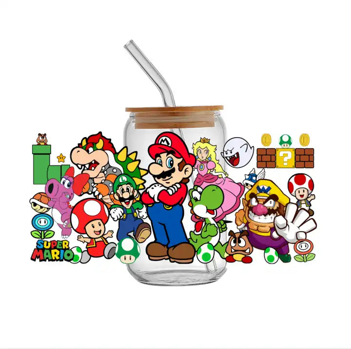 Mario and Friends - Glass Cup 16oz