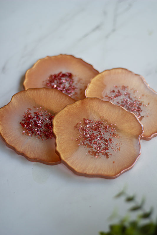 Peach Gold Resin Coasters